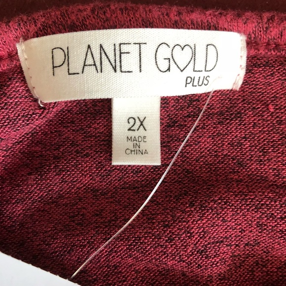 Planet Gold Plus 2X Red Keyhole Bell Sleeve Knit - Picture 5 of 8